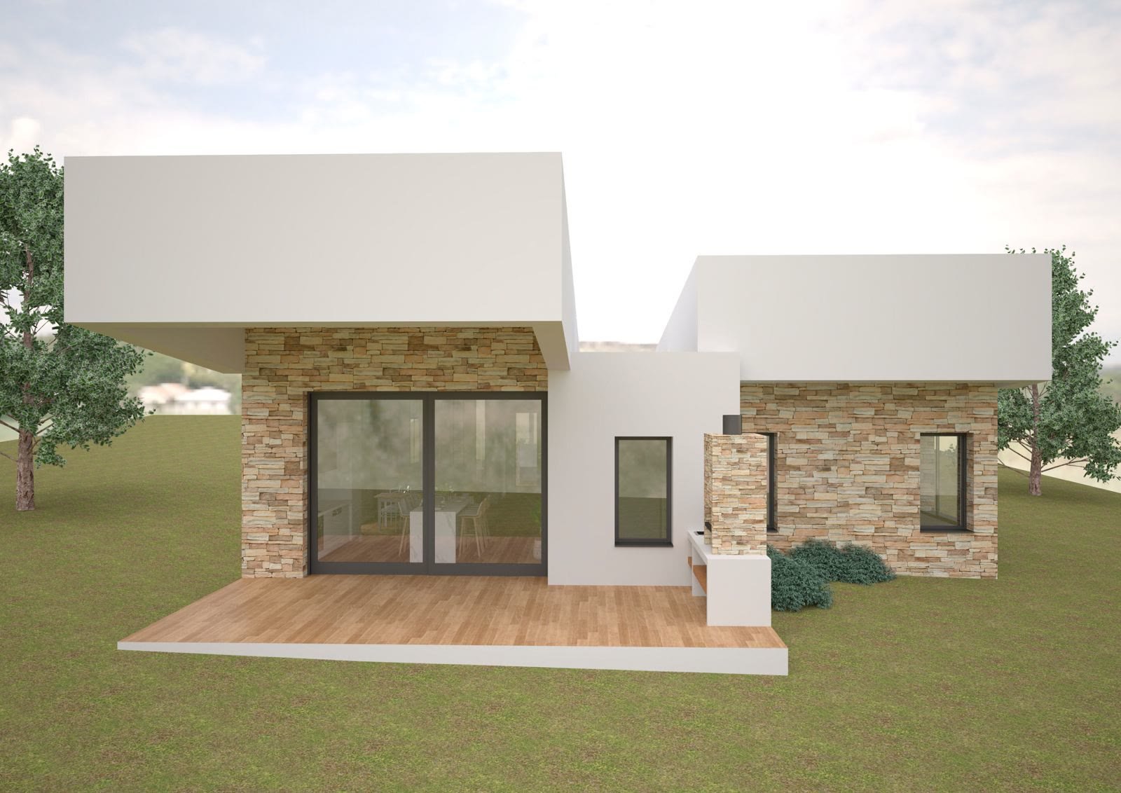 Casa Lastra, vivienda de volúmenes blancos y piedra